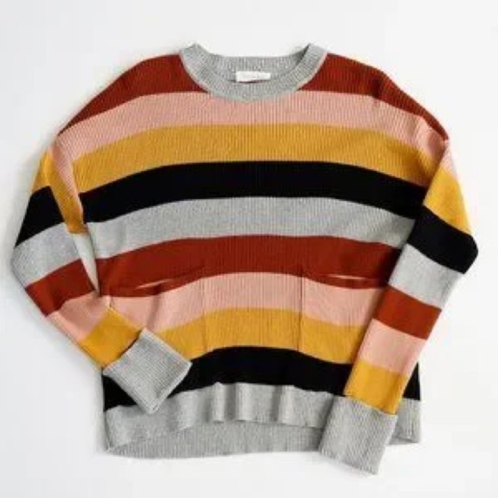 Madewell women’s Patch Pocket Pullover Sweater in Walton Stripe size small